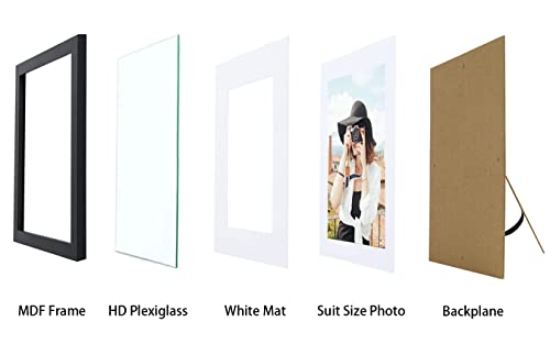 Picrit 8x10 Picture Frame Set of 12, Display 5x7 with Mat or 8x10 Without Mat, Photo Frames for Wall Mounting or Table Top Display, Black.