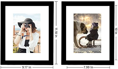 Picrit 8x10 Picture Frame Set of 12, Display 5x7 with Mat or 8x10 Without Mat, Photo Frames for Wall Mounting or Table Top Display, Black.
