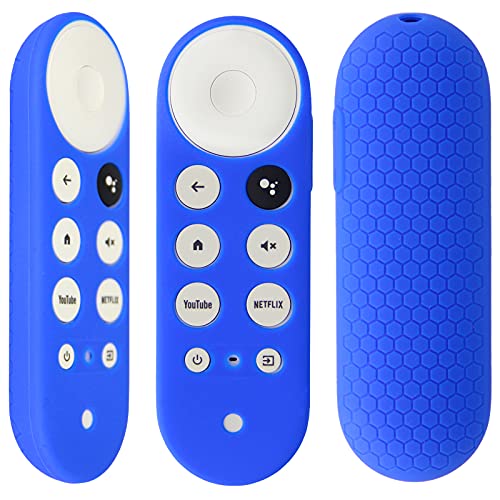 2pcs Protective Covers Compatible for Chromecast with Google TV Voice Remote, Pinowu Anti Slip Remote Case for 2020 Chromecast Remote Control (Blue & Red)