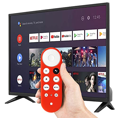 2pcs Protective Covers Compatible for Chromecast with Google TV Voice Remote, Pinowu Anti Slip Remote Case for 2020 Chromecast Remote Control (Blue & Red)