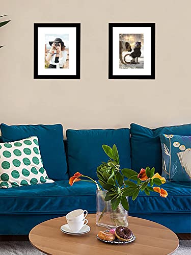 Picrit 8x10 Picture Frame Set of 12, Display 5x7 with Mat or 8x10 Without Mat, Photo Frames for Wall Mounting or Table Top Display, Black.