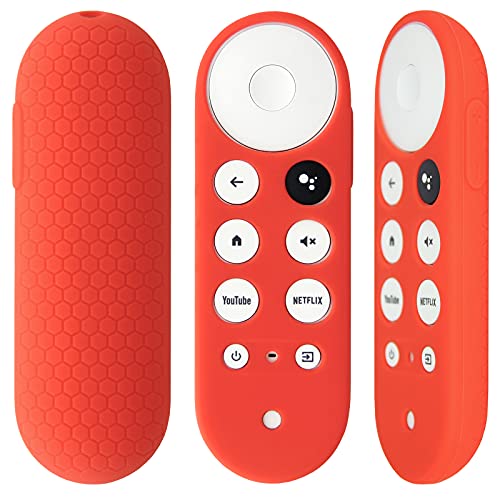 2pcs Protective Covers Compatible for Chromecast with Google TV Voice Remote, Pinowu Anti Slip Remote Case for 2020 Chromecast Remote Control (Blue & Red)