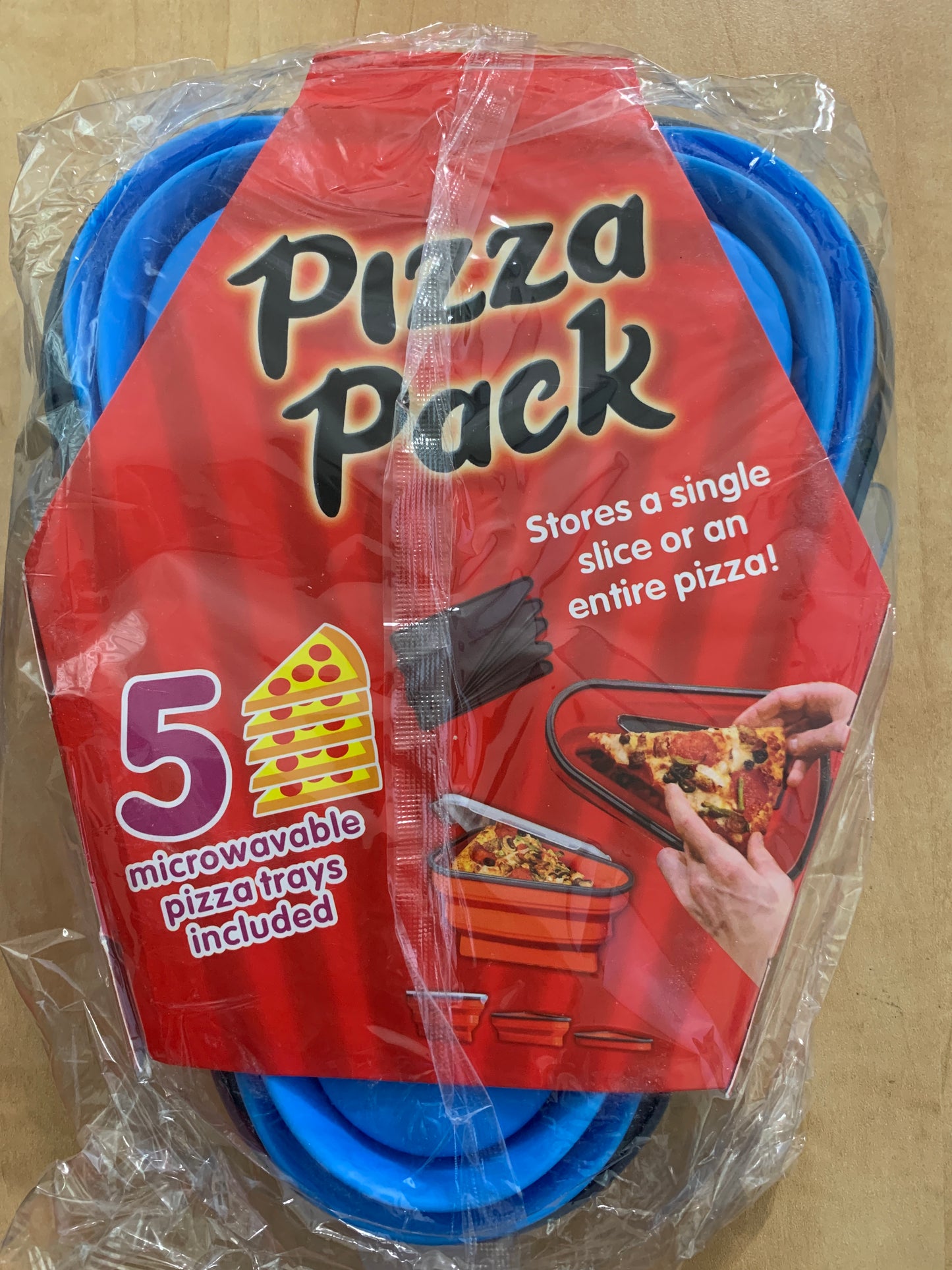 The Perfect Pizza Pack™ - Reusable Pizza Storage Container with 5 Microwavable Serving Trays - BPA-Free Adjustable Pizza Slice Container to Organize & Save Space, Red