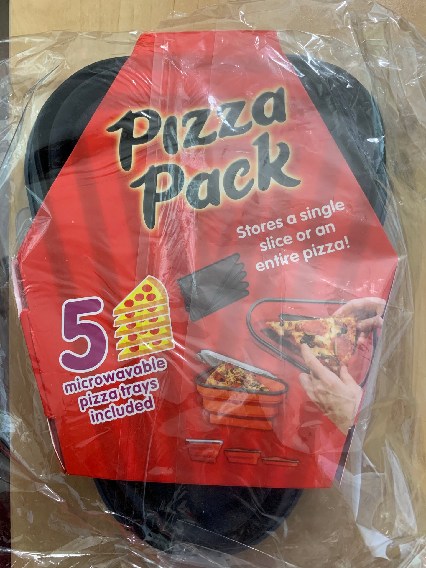 The Perfect Pizza Pack™ - Reusable Pizza Storage Container with 5 Microwavable Serving Trays - BPA-Free Adjustable Pizza Slice Container to Organize & Save Space, Red