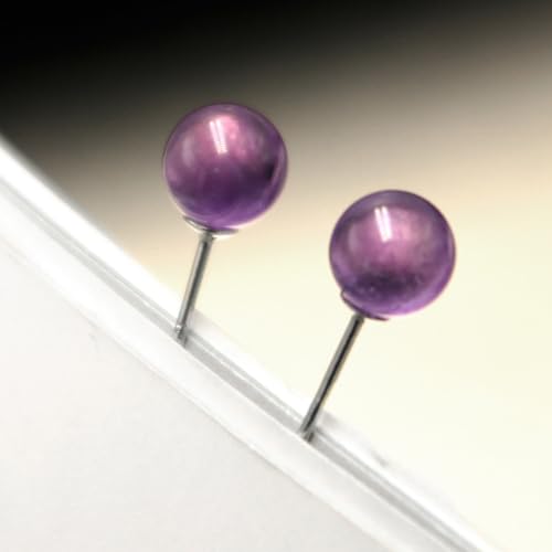 Natural Amethyst Earrings Sterling Silver - 6mm Amethyst Gemstone Stud Earrings, Purple Healing Crystal Earrings Handmade Birthstone Jewelry Gifts