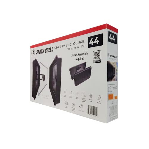 Storm Shell Outdoor TV Hard Cover Weatherproof Protection for Television - Mounts Right on The Wall - TV Wall Mounting Bracket Included … (32-44 inch), Black