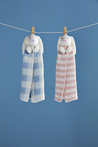Mud Pie Children's Bunny Lovey Blanket, Blue 21" x 16"