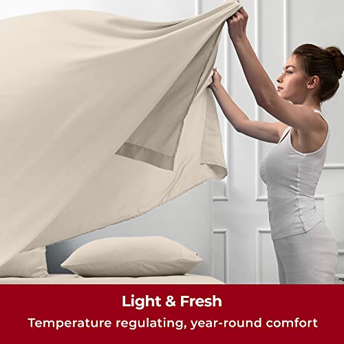 Mellanni Queen Bed Sheets - 4 PC Iconic Collection Bedding Sheets & Pillowcases - Hotel Luxury, Extra Soft, Cooling Bed Sheets - Deep Pocket up to 16" - Wrinkle, Fade, Stain Resistant (Queen, Sand)