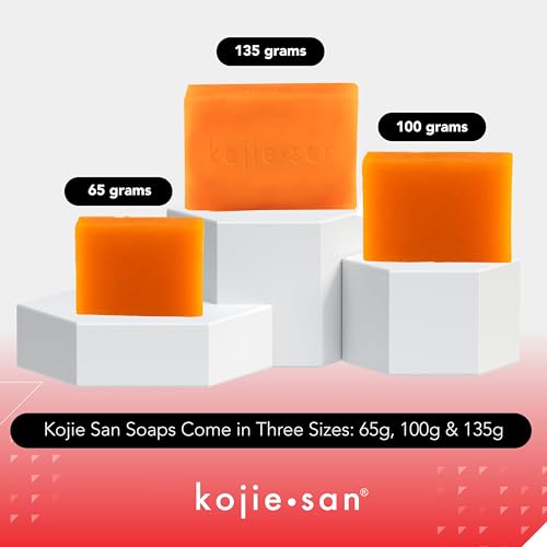Kojie San Skin Brightening Soap – The Original Kojic Acid Soap that Reduces Dark Spots, Hyper-pigmentation, & other types of skin damage – 100g x 3 Bars