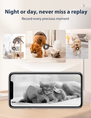 GNCC Pet Camera, Indoor Camera for Baby/Pet/Security with Night Vision, Dog Camera, 2-Way Audio, 2.4G WiFi, 360° PTZ Remote Control(Manual Up and Down), Smart Detection, SD&Cloud Storage, P1