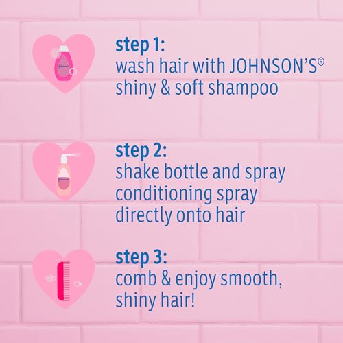 Johnson's Baby Shiny & Soft Tear-Free Conditioning Spray, Paraben- & Sulfate-Free with Argan Oil & Silk Proteins for Toddlers' Hair, Hypoallergenic, 10 fl. oz