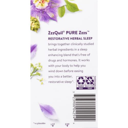 Vicks Zzzquil Pure Zzzs, Restorative Herbal Sleep, Melatonin Free Plant-Based Sleep Supplement, 40 Tablets (Pack of 4)