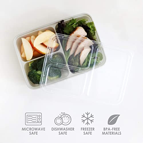 Bentgo® Prep 3-Compartment Containers - 20-Piece Meal Prep Kit with 10 Trays & 10 Custom-Fit Lids - Durable Microwave, Freezer, Dishwasher Safe Reusable BPA-Free Food Storage Containers (Lilac)
