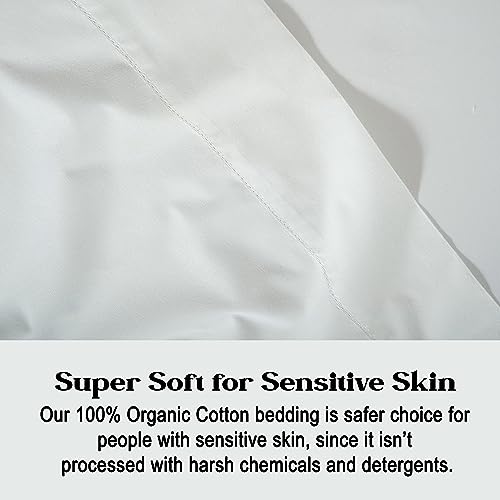 LANE LINEN 100% Organic Cotton Full Size Bed Sheets, Super Soft Long Staple Cotton Bed Sheets Full Size, Percale Weave Bedding Sheets and Pillowcases - White Full Sheet Set Fits 15" Deep Mattress