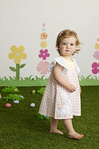 Mud Pie Girls Bunny Gingham Dress, Pink, 3-6 Months