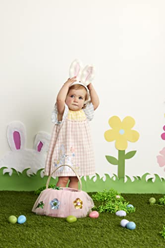Mud Pie Girls Bunny Gingham Dress, Pink, 3-6 Months