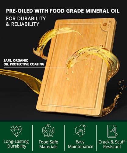 ROYAL CRAFT WOOD Extra Large Cutting Boards for Kitchen Meal Prep & Serving-Bamboo Wood Cutting Board with Deep Juice Groove - Charcuterie & Chopping Butcher Block for Meat - Gadgets Gift (XL 18x12")