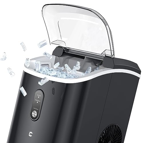 EASYERA Nugget Ice Maker Countertop,Chewable Pellet Ice, 33LBS/24H,Compact Self-Cleaning Ice Machine with Ice Bags,Pebble Ice Maker for Home, Kitchen, RV, Camping