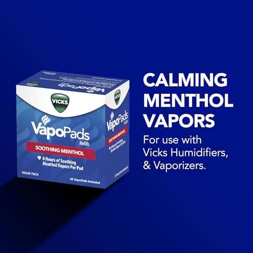 Vicks VapoPads, 20 Count – Soothing Menthol Vapor Pads for Vicks Humidifiers, Vaporizers, Waterless Vaporizers, and Plug-Ins, VSP-19