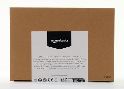 Amazon Basics USB Plug-n-Play Computer 2 Speakers for PC or Laptop, Black - Set of 2