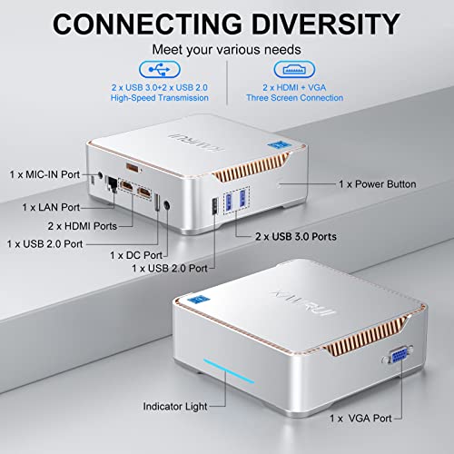 KAMRUI GK3 Plus Mini PC 16GB RAM 512GB M.2 SSD, Intel 12th Alder Lake N95 (up to 3.4GHz) Micro PC, 2.5''SSD, Gigabit Ethernet, 4K UHD, WiFi, BT, VESA/Home/Business Mini Desktop Computer