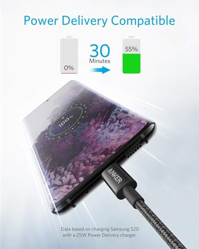 Anker USB C to USB C Cable, New Nylon USB C Charger Cable (6ft, 2Pack), 60W(3A) for iPhone 15/15 Pro/15 Plus/15 Pro Max, iPad Mini 6/ Pro 2021, MacBook Pro 2020, Samsung Galaxy S23,Switch