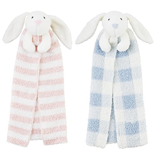 Mud Pie Children's Bunny Lovey Blanket, Blue 21" x 16"