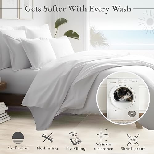 California Design Den California King Sheet Sets 400 Thread Count 100% Cotton Sateen, Deep Pocket Cal King Sheets, Extra Soft 4-Pc Breathable & Cooling Sheets Superior to Egyptian Cotton (White)