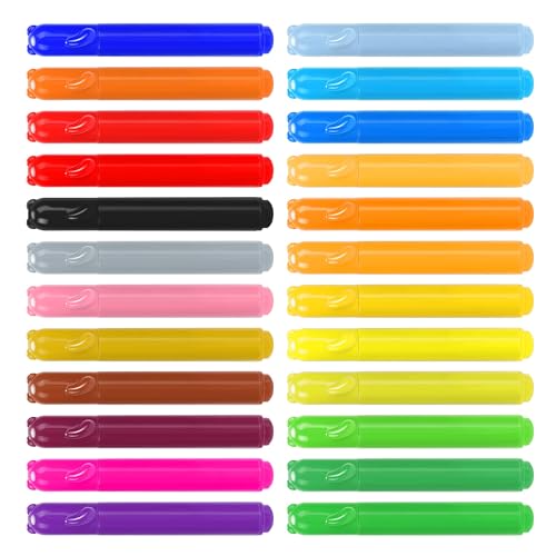 Amazon Basics Washable Round Tip Assorted School Marker Pens, Pack of 24 Colors
