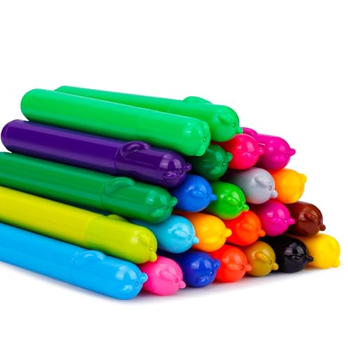Amazon Basics Washable Round Tip Assorted School Marker Pens, Pack of 24 Colors