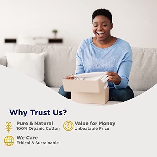 LANE LINEN 100% Organic Cotton Full Size Bed Sheets, Super Soft Long Staple Cotton Bed Sheets Full Size, Percale Weave Bedding Sheets and Pillowcases - White Full Sheet Set Fits 15" Deep Mattress