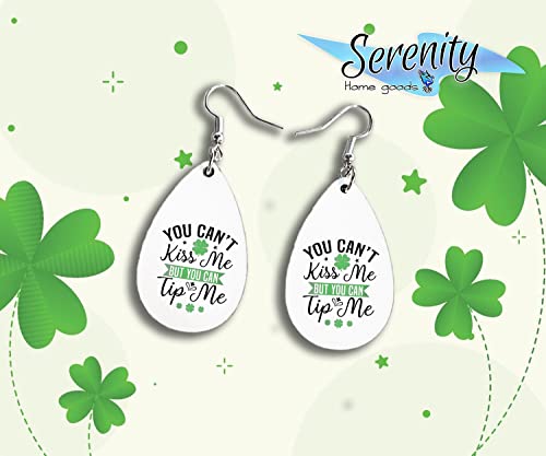 St Paddys Day Dangle Earrings Set | Cute Girls Womens Jewelry Earings | Double Sided Print | Holiday Gifts | Saint Patricks Day Decorations Girlfriend Wife Adorable Fashion Accessories decor