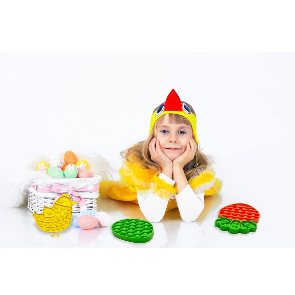 JoFAN 4 Pack Easter Fidget Sensory Pop Toys for Kids Boys Girls Toddlers Easter Basket Stuffers Stress Relief Gifts Party Favors