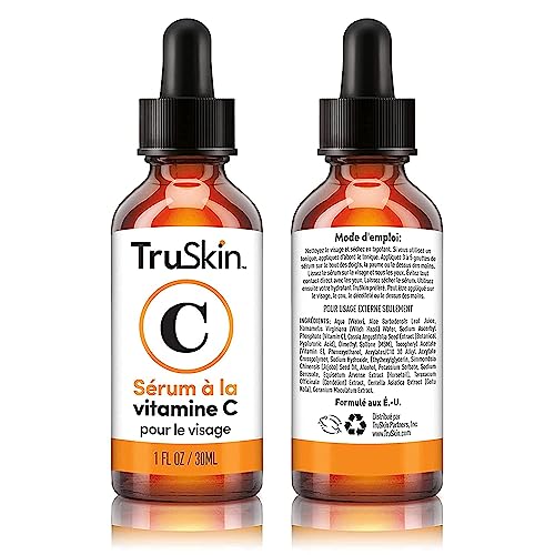 TruSkin Vitamin C Face Serum – Anti Aging Facial Serum with Vitamin C, Hyaluronic Acid, Vitamin E & More – Brightening Serum for Dark Spots, Even Skin Tone, Eye Area, Fine Lines & Wrinkles, 1 Fl Oz