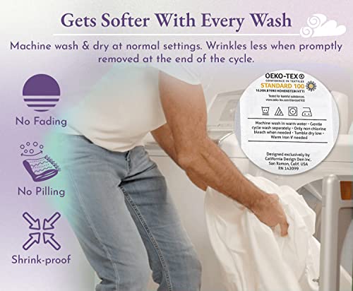 California Design Den Luxury 4 Piece Queen Size Sheet Set - 1000 Thread Count, 100% Cotton Sateen, Deep Pocket Fitted and Flat Sheets, Includes Pillowcase Set, Soft and Thick Cotton - Deep Blue