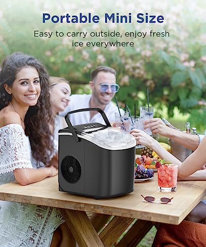 COWSAR Ice Maker Countertop, Portable Ice Machine with Self-Cleaning, 26.5lbs/24Hrs, 9 Bullet Ice Cubes in 6 Mins, Ice Basket and Scoop, Ideal for Home, Kitchen, Bar, Camping