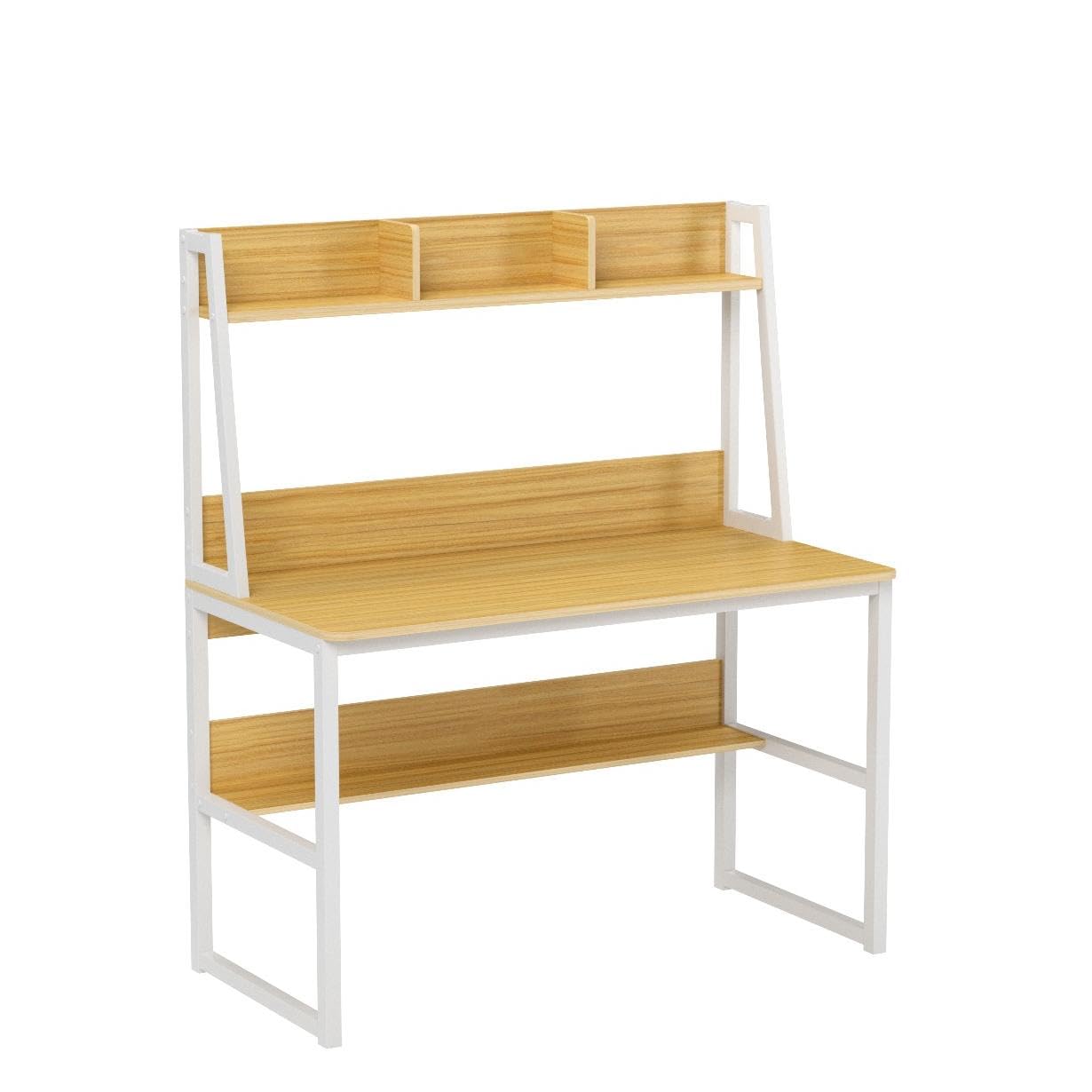 Tribesigns Computer Desk with Hutch, 47 inches Home Office Desk with Space Saving Design with Bookshelf for Small Spaces (Light Walnut, 47)