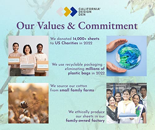 California Design Den Luxury 4 Piece Queen Size Sheet Set - 1000 Thread Count, 100% Cotton Sateen, Deep Pocket Fitted and Flat Sheets, Includes Pillowcase Set, Soft and Thick Cotton - Deep Blue