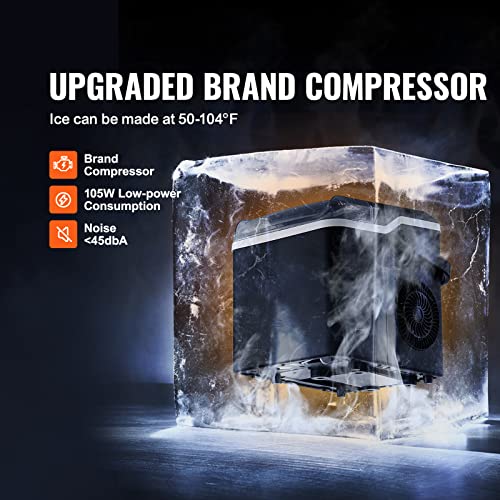 VEVOR Ice Maker Countertop, 26lbs in 24 Hours,9 Cubes Ready in 7 Minutes, Self Cleaning Countertop Ice Maker with Scoop and Basket for Home Kitchen Camping Office