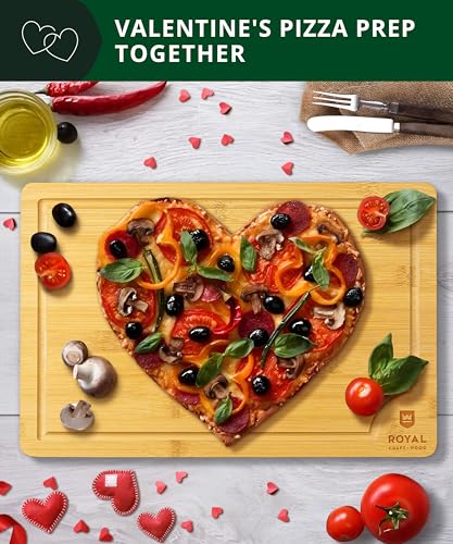 ROYAL CRAFT WOOD Extra Large Cutting Boards for Kitchen Meal Prep & Serving-Bamboo Wood Cutting Board with Deep Juice Groove - Charcuterie & Chopping Butcher Block for Meat - Gadgets Gift (XL 18x12")