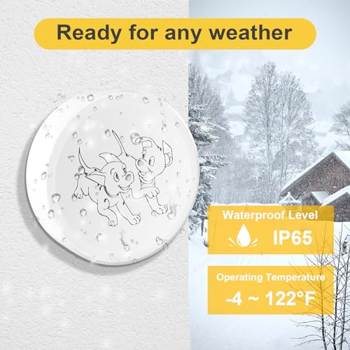 ChunHee Wireless Dog Door Bell, Potty Training to go Outside Light Touch Activation Doggy to Ring to Go Potty,Volume Adjustment (0-110) 55 Ringtones, Includes 2Trigger Buttons and 1Receiver.