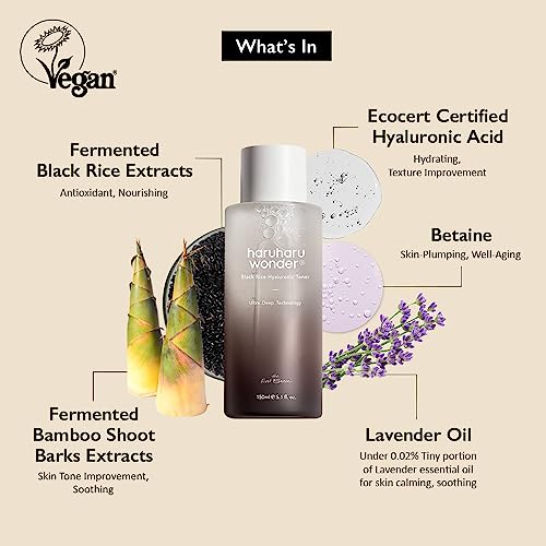 Haruharu Wonder Black Rice Hyaluronic Toner 5.1 fl.oz / 150ml | Face Moisturizer, Facial Toner for All Skin Types | Vegan, Cruelty Free, EWG-Green