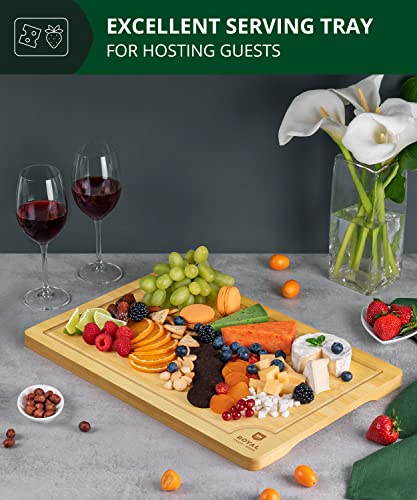 ROYAL CRAFT WOOD Extra Large Cutting Boards for Kitchen Meal Prep & Serving-Bamboo Wood Cutting Board with Deep Juice Groove - Charcuterie & Chopping Butcher Block for Meat - Gadgets Gift (XL 18x12")