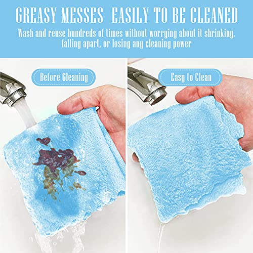 24 Pack Kitchen Dishcloths - Does Not Shed Fluff - No Odor Reusable Dish Towels, Premium Dish cloths, Super Absorbent Coral Fleece Cleaning Cloths, Nonstick Oil Washable Fast Drying (Aquamarine)