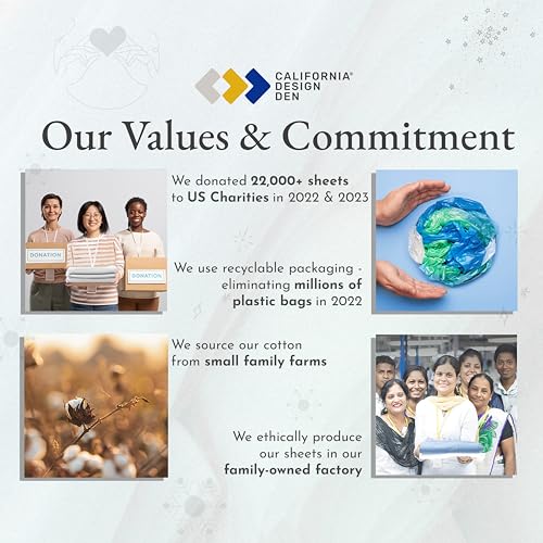 California Design Den California King Sheet Sets 400 Thread Count 100% Cotton Sateen, Deep Pocket Cal King Sheets, Extra Soft 4-Pc Breathable & Cooling Sheets Superior to Egyptian Cotton (White)