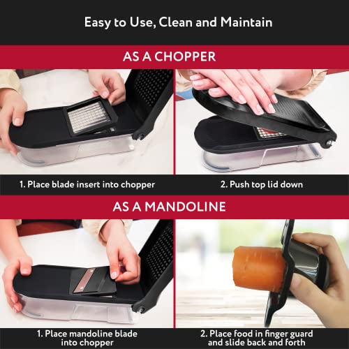 Fullstar Vegetable Chopper, Cheese Slicer, Food Chopper, Veggie Chopper, Onion Chopper, Vegetable Chopper with Container, Mandoline Slicer & Cheese Grater (Compact Black)