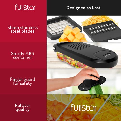 Fullstar Vegetable Chopper, Cheese Slicer, Food Chopper, Veggie Chopper, Onion Chopper, Vegetable Chopper with Container, Mandoline Slicer & Cheese Grater (Compact Black)