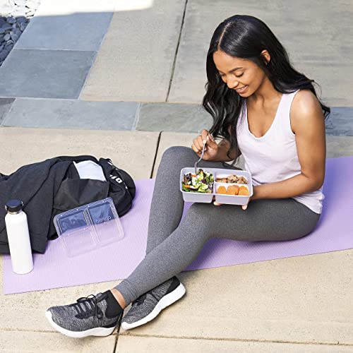 Bentgo® Prep 3-Compartment Containers - 20-Piece Meal Prep Kit with 10 Trays & 10 Custom-Fit Lids - Durable Microwave, Freezer, Dishwasher Safe Reusable BPA-Free Food Storage Containers (Lilac)