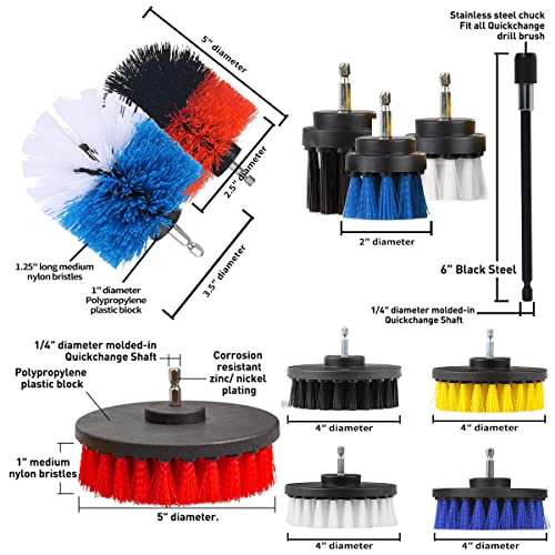 JUSONEY Drill Brush Scrub Pads 38 Piece Power Scrubber Cleaning Kit - All Purpose Cleaner Scrubbing Cordless Drill for Cleaning Pool Tile, Sinks, Bathtub, Brick, Ceramic, Marble, Auto, Boat