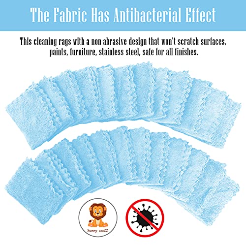 24 Pack Kitchen Dishcloths - Does Not Shed Fluff - No Odor Reusable Dish Towels, Premium Dish cloths, Super Absorbent Coral Fleece Cleaning Cloths, Nonstick Oil Washable Fast Drying (Aquamarine)